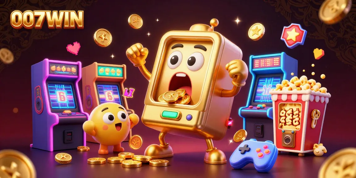 Celebrate wins with 007WIN's dazzling scene of slot machines and gaming excitement.