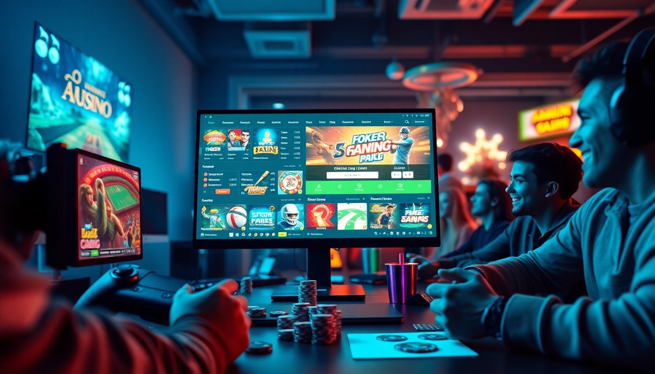 Exciting online gaming interface showcasing mmo.ad with vibrant casino games and sports betting options.