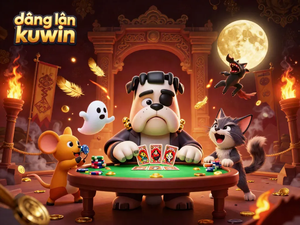 Experience engaging gameplay with đăng nhập kuwin at a spooky casino table with thrilling characters.