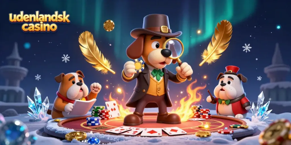 Engage with udenlandsk casino betting strategies as a detective uncovers golden poker clues and cards.