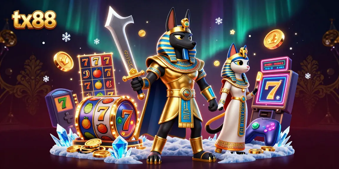Experience thrilling gameplay with tx88's 3D cartoon warriors amidst colorful casino elements and vibrant effects.