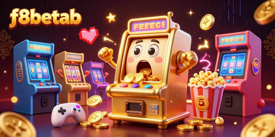 Experience f8betab's excitement with a colorful illustration of a jackpot-winning slot machine amidst vibrant gaming visuals.