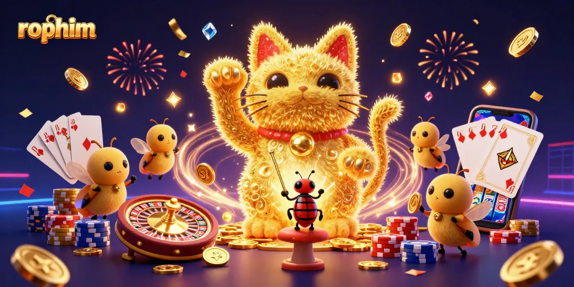 Experience the thrill of winning with rophim's vibrant casino illustration featuring lucky symbols and energizing effects.