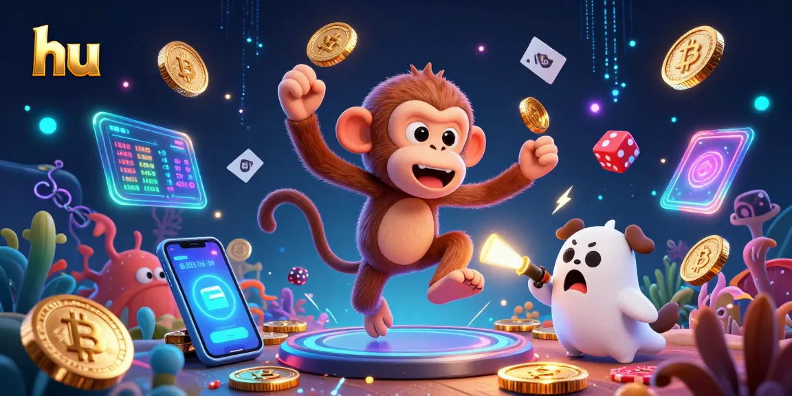 Engage in thrilling underwater gaming at hu, featuring a playful monkey and ghost-hunting puppy in a vibrant scene.
