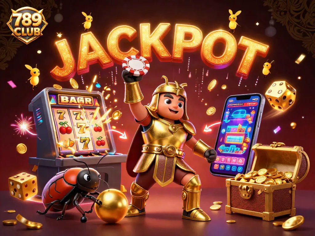 Experience thrilling wins with 789CLUB's jackpot games featuring vibrant characters and dynamic casino elements.