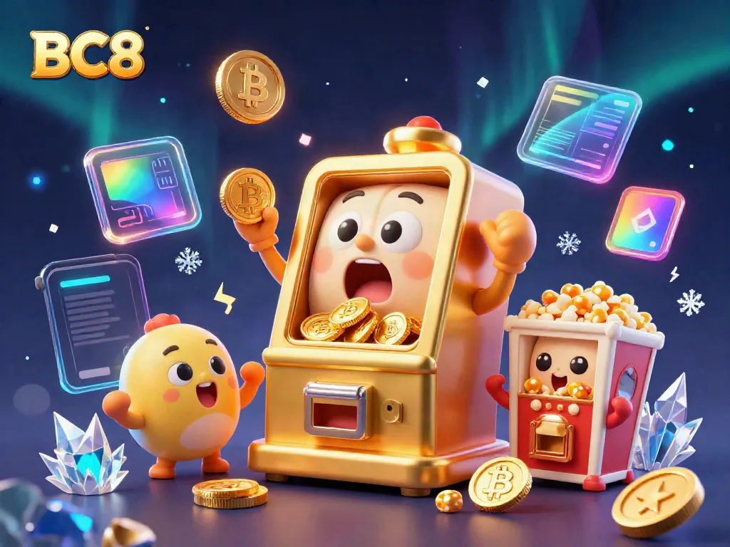 BC8 slot machine celebrating its jackpot win with coins flying, showcasing vibrant gaming elements.