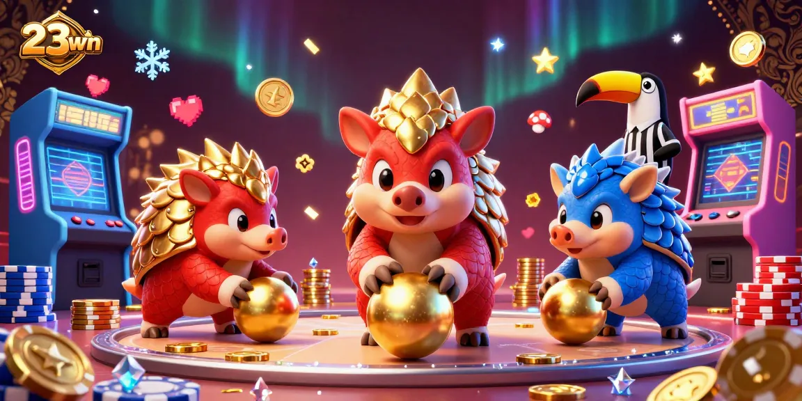 23win pangolins compete in a dynamic casino scene filled with gaming action and excitement.