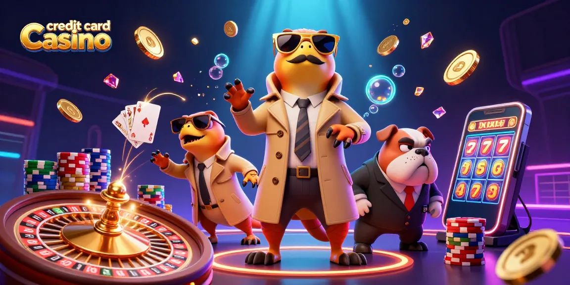 Experience the thrill of playing at a credit card casino with oversized characters, dynamic gaming elements, and rich visuals.