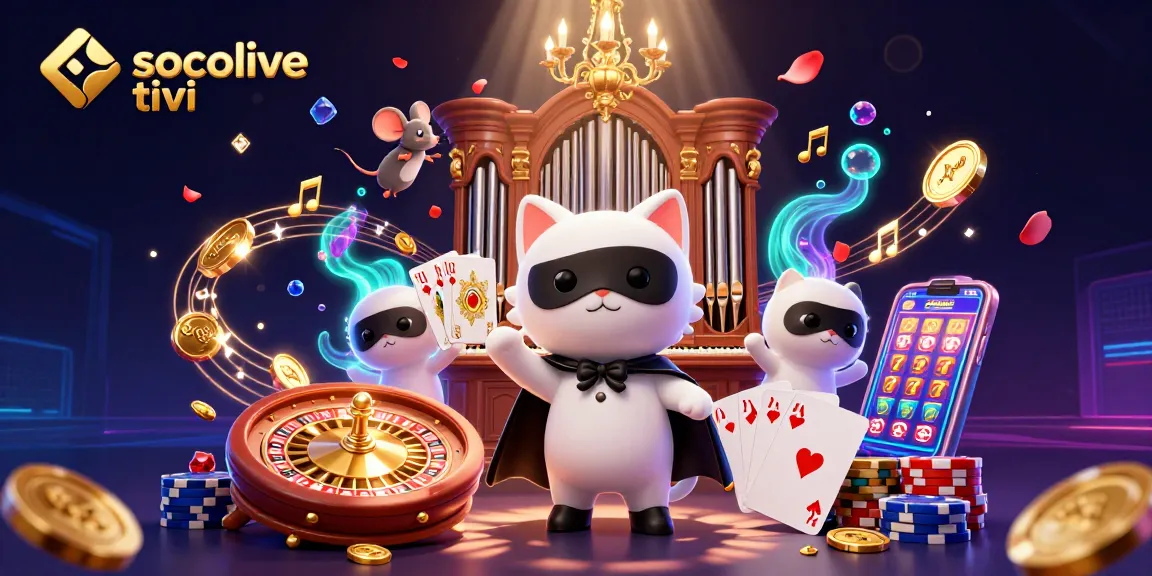 Experience thrilling gaming action at socolive tivi with vibrant visuals and floating elements.