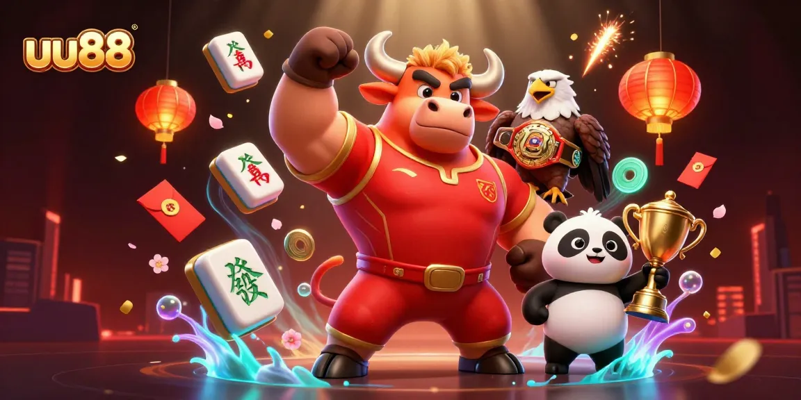 Engage in thrilling gameplay at uu88 with our vibrant casino mascot and dynamic gaming elements.