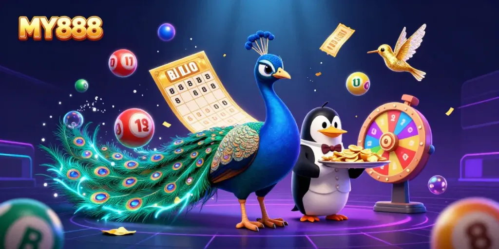 Players enjoy fun and rewards at MY888's exciting lottery experience filled with colorful elements.