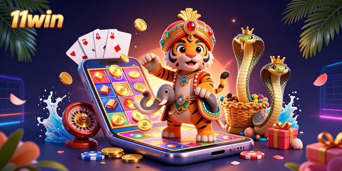 Engage in thrilling gameplay at 11win with a vibrant 3D casino illustration showcasing luxurious elements.