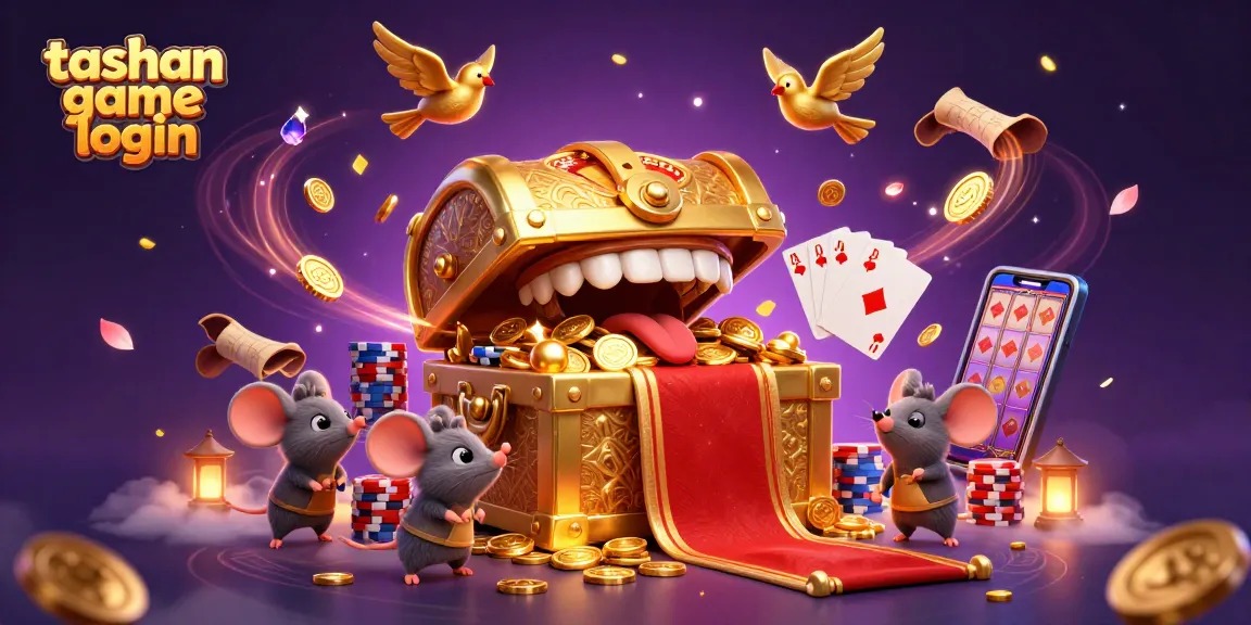Experience the excitement of Tashan game login with vibrant 3D casino elements and winning reels.