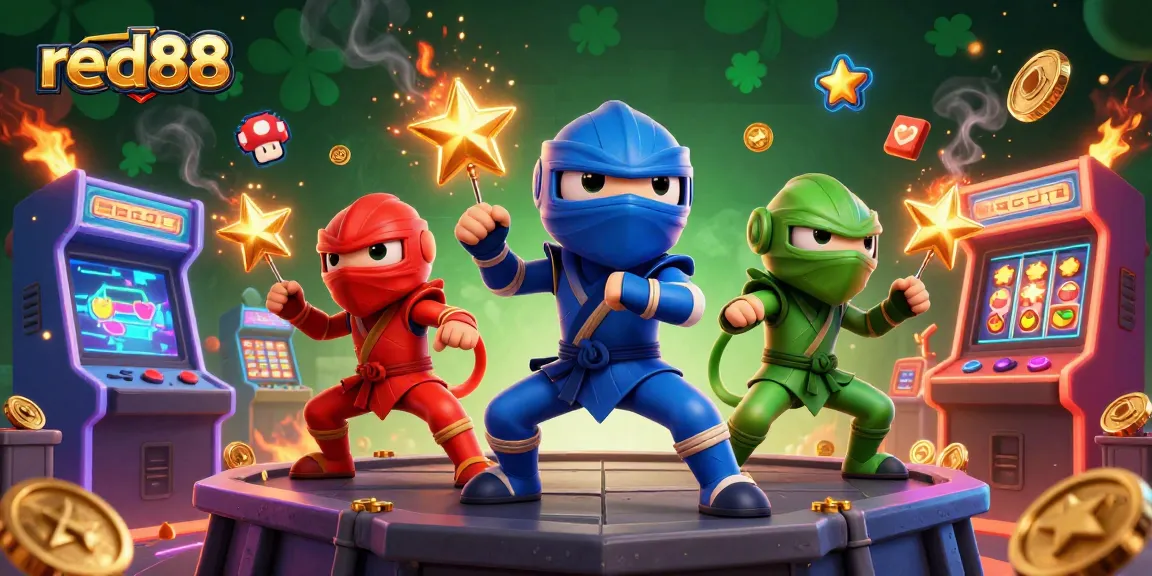 Engage with red88's vibrant casino environment featuring chameleons performing martial arts.