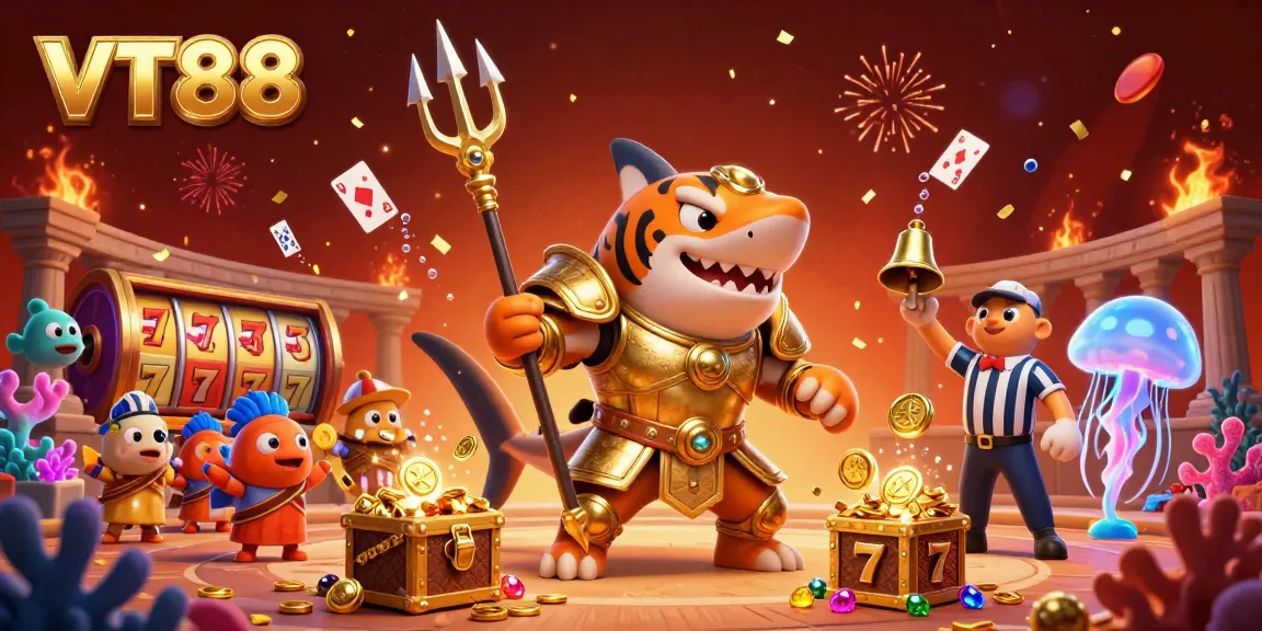 VT88 showcases an immersive underwater casino scene with vibrant treasures and celebrating sea creatures.