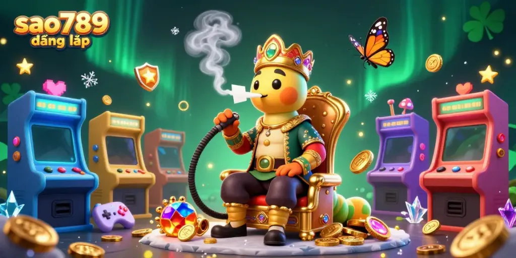 Experience the excitement of sao789 đăng nhập with a colorful casino scene featuring vibrant characters and dynamic game elements.