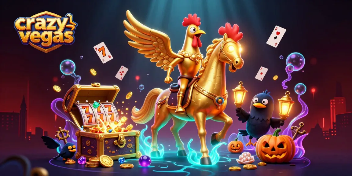Experience the thrill of crazyvegas with a golden rooster gambling in a mystical casino scene.