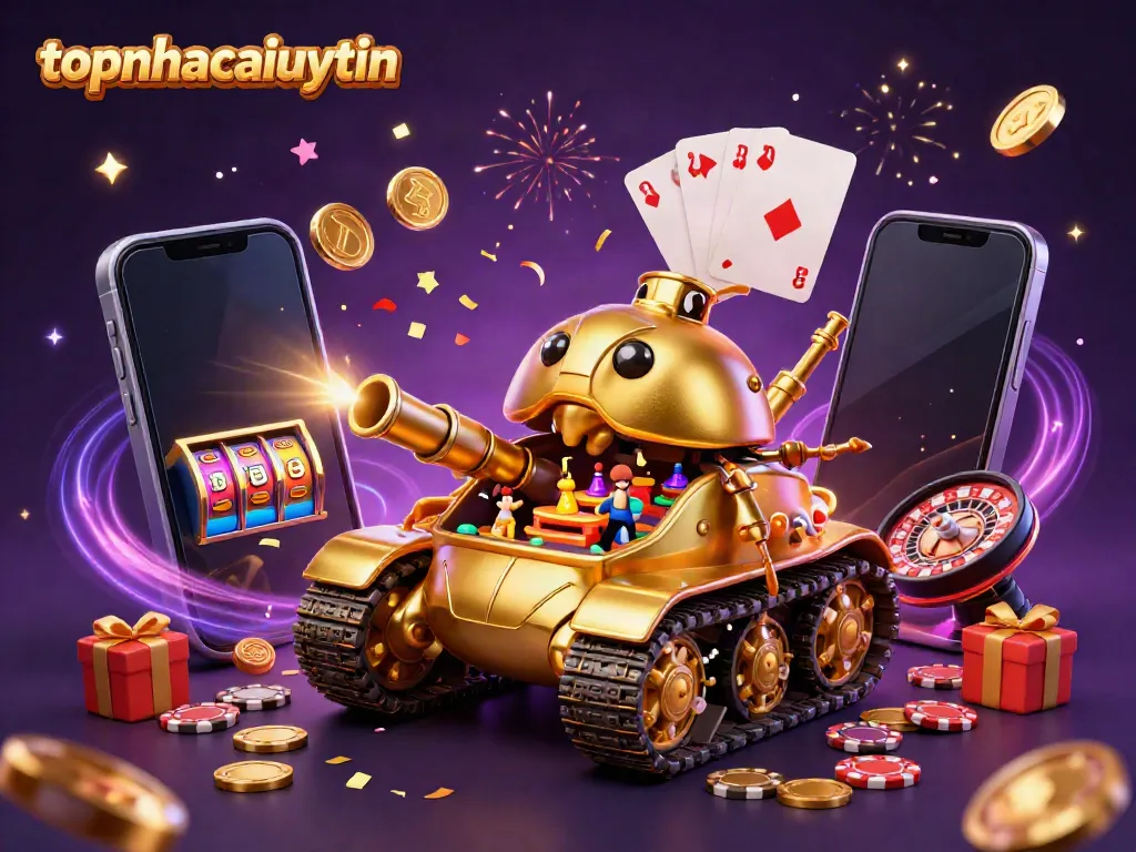 Experience thrilling online gambling with the vibrant topnhacaiuytin casino illustration depicting joyous celebrations.