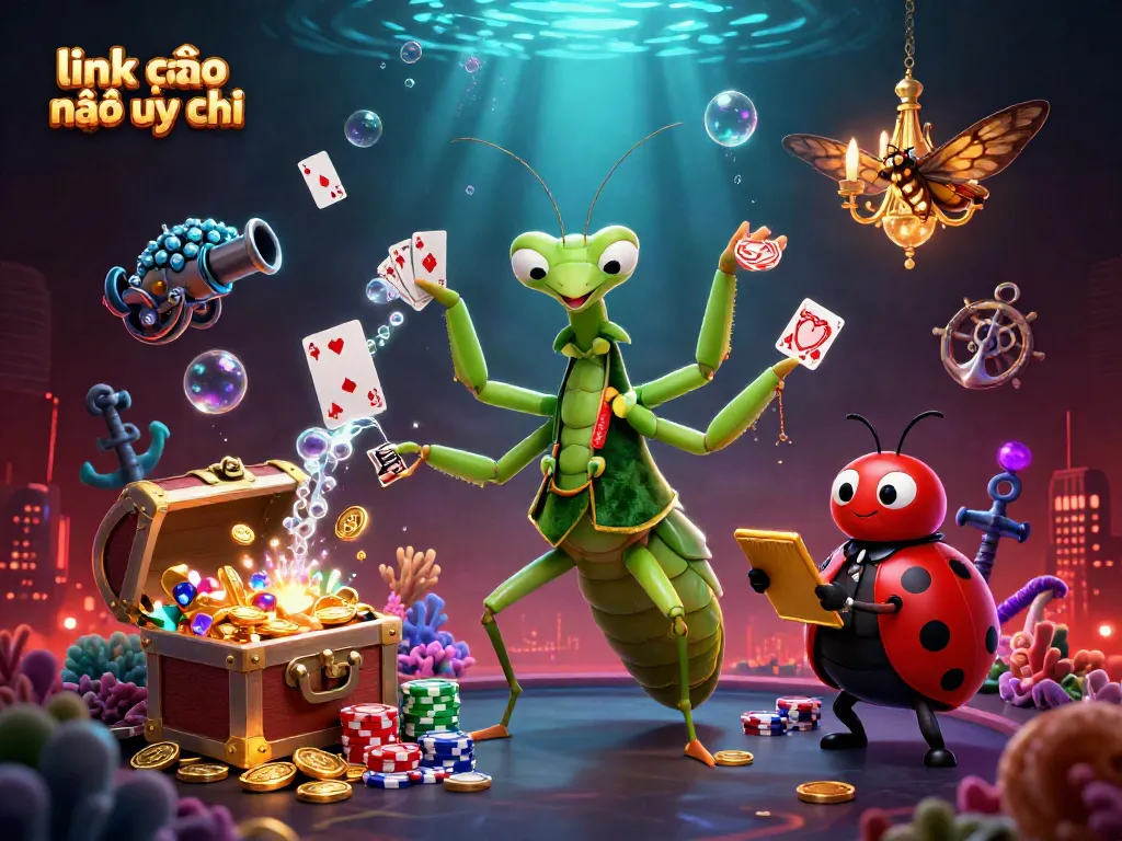 Play cards, win at online casinos with link vào nhà cái uy tín in a vibrant underwater-themed scene.