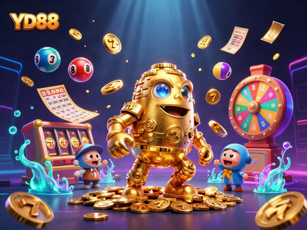 Experience the thrilling action at YD88 with golden golem, vibrant jackpots, and colorful gaming elements.