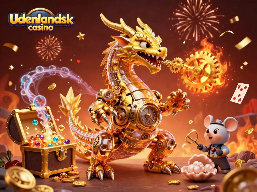 Experience the adventure of playing at a udenlandsk casino with a golden dragon and coins